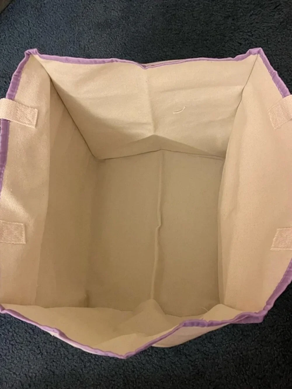 Macy’s Beauty Purple Beige Medium Canvas Pockets Beach Tote Bag